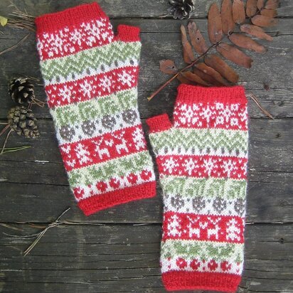 Happy Holidays Mitts - knitting pattern