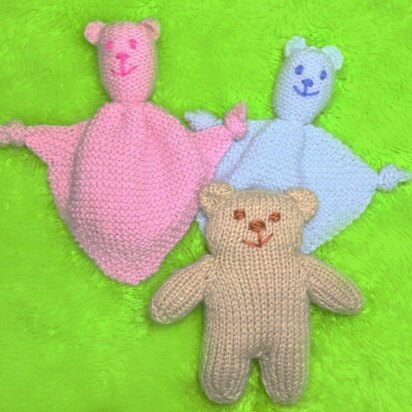 Teddy Baby Comforters and Flat Teddy - knitting pattern