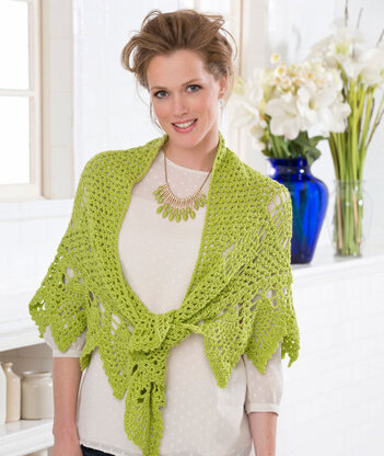 Romantic Pineapple Shawl in Red Heart Luster Sheen Solids - LW3338 - Downloadable PDF