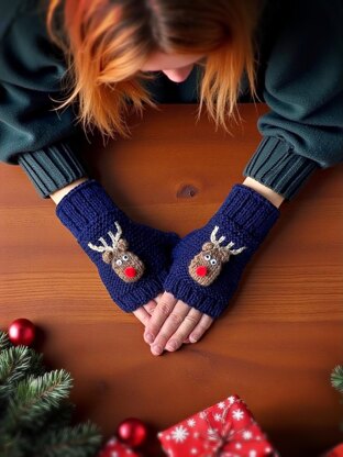 Reindeer Fingerless Gloves