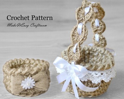 Jute twine crochet baskets. Small wedding baskets. Table decor. Candy baskets. Easter egg baskets