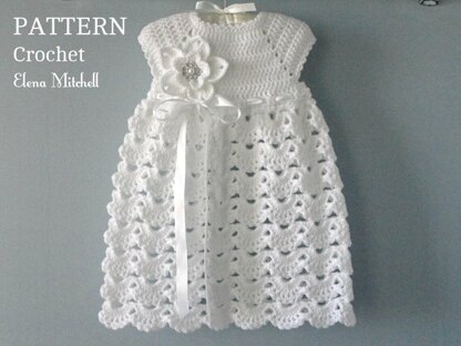 Crochet PATTERN Baby Dress Baptism Crochet pattern by Elena Mitchell LoveCrafts