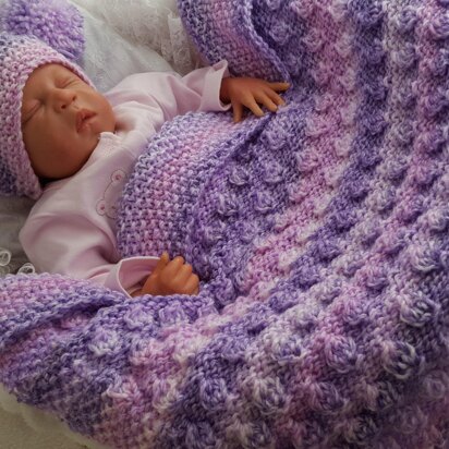 Lorna Baby Blanket & Hat - knitting pattern