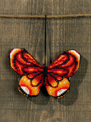 Permin Red Butterfly Cross Stitch Kit - 9x6cm