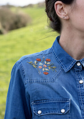 Anchor Floral Embroidery Shirt - ANC0003-108 - Downloadable PDF