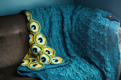 Peacock Pretty Blanket Crochet pattern by Kraftling Knitting