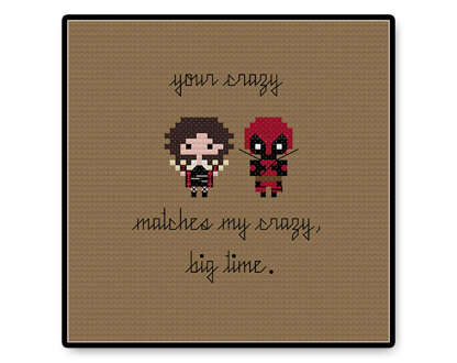 Deadpool and Vanessa In Love Bite Size - PDF Cross Stitch Pattern