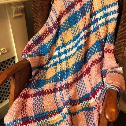 Crochet & Weave Pastel Pink Plaid Throw