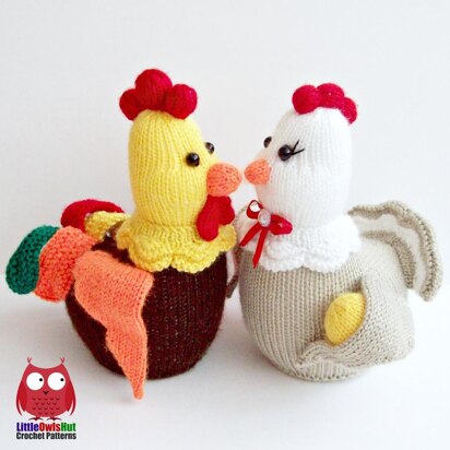 Hen and Rooster decor toy - knitting pattern