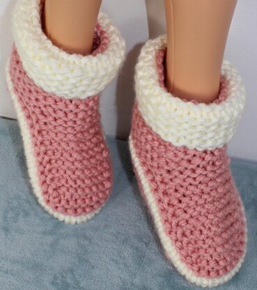 Ladies 2 Colour Super Chunky Slipper Boots