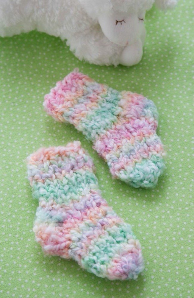 Red heart store crochet baby socks