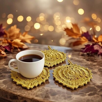 Boho Crochet Leaf Coaster Pattern – PDF & Video Tutorial, Leaf Placemat, Crochet Table Decor