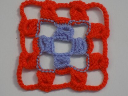 Broomstick Crochet Granny Square, blanket block