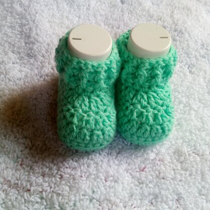 Unisex baby booties worked flat