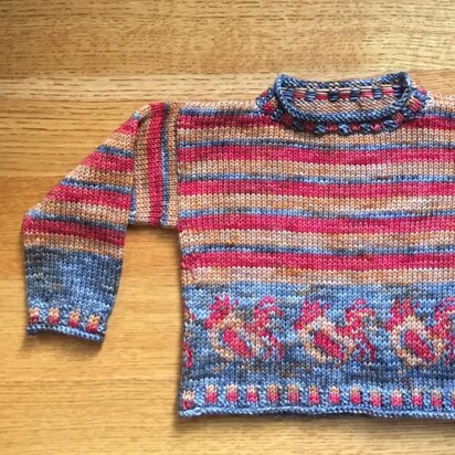 Galletto Year of the Rooster Child's Pullover - knitting pattern
