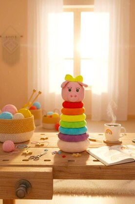 Stacking Rings Rainbow Pig