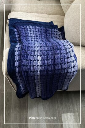 Winter Lake Crochet Boxed Block Stitch Blanket