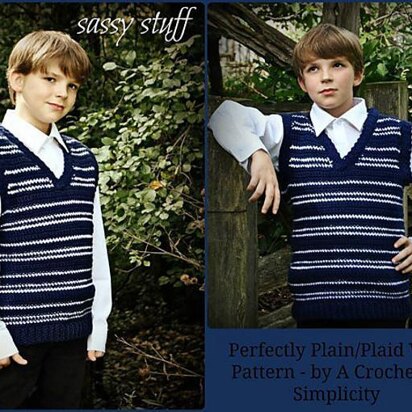 "Perfectly Plaid or Plain" Older Boys Sweater Vest