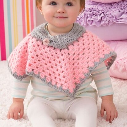 Sweet Baby Poncho in Red Heart Soft Baby Steps Solids - LW4138