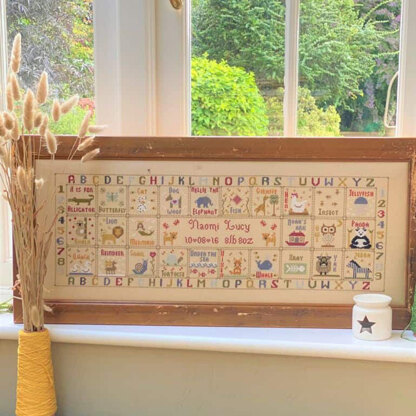 Historical Sampler Company Animal Magic Birth Sampler Cross Stitch Kit - 62cm x 22cm