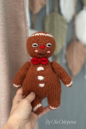Gingerbread Man knitting toy pattern - 2 needles version
