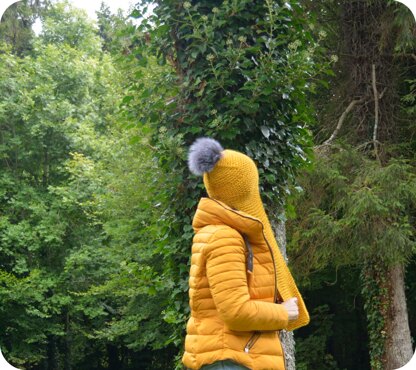 Long Earflap Hat with Faux Fur Pompom