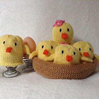 Easter Chick Egg Cozies Set