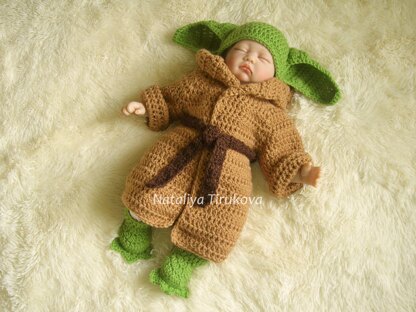 Baby Yoda Hat, Robe and Booties Outfit