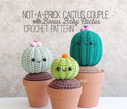 Not-A-Prick Cactus with Bonus BB Cactus Crochet Pattern