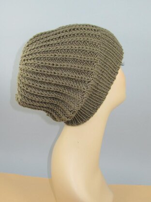 Chunky Simple Fishermans Rib Slouch Hat