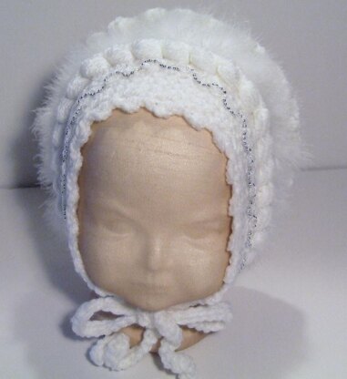 Bonnet with Frills, Bobbles, Flowers & Trims