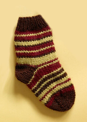 Knit Child's Striped Socks in Lion Brand Wool-Ease - 70279A