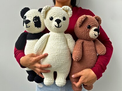 Bear Crochet Bundle: Teddy, Panda, Polar Bear Amigurumi (PDF Pattern)