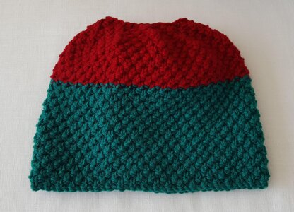 Harmony - seamless messy bun moss stitch beanie