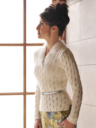 Fitted Lace Pullover in Blue Sky Fibers Sport Weight and Brushed Suri 