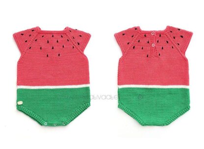 Size 1-3 months - Knitted Watermelon Romper