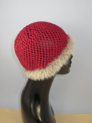 Simple Lace Fur Trim Skullcap