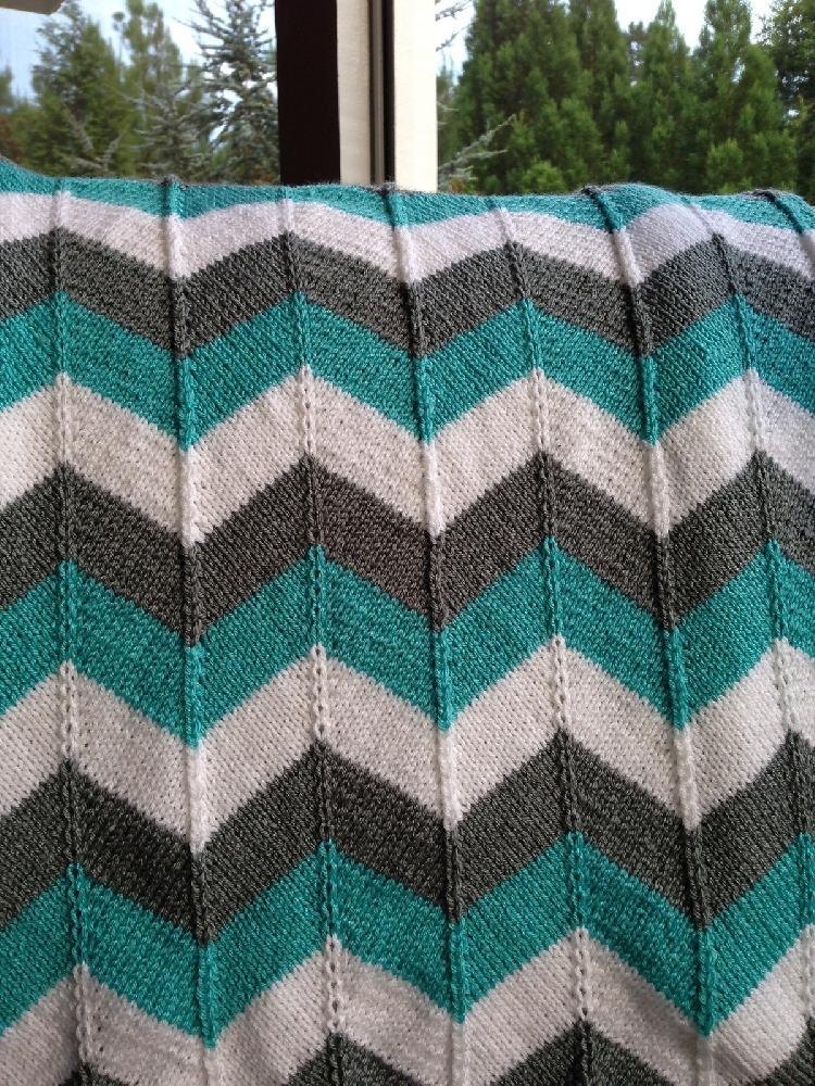 Chevron Baby Blanket and Chevron Throw Knitting pattern by Karin