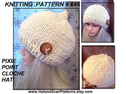 646 PIXIE POINT KNIT CLOCHE HAT, AGE 5 TO ADULT