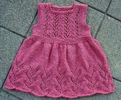 Vine Flower Child's Dress Knitting pattern by Anne Hanson | LoveCrafts