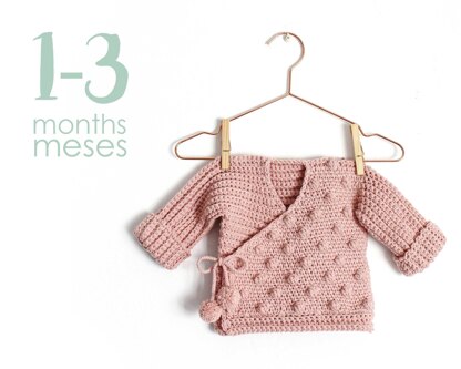 Size 1-3 months- NEO Crochet Crossed Baby Jacket