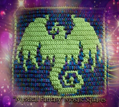 Mystical Fantasy Mosaic Crochet Square - Dragon