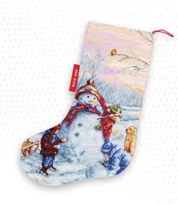 Luca-S Building a Snowman Stocking Counted Cross Stitch Kit - 26cm x 38cm