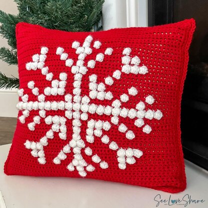 Snowflake Bobble Stitch Pillow