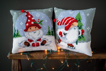 Vervaco Christmas Gnome In Snow Cross Stitch Cushion Kit - 40 x 40 cm
