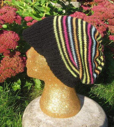 Silk Stripey Peak Slouch Hat