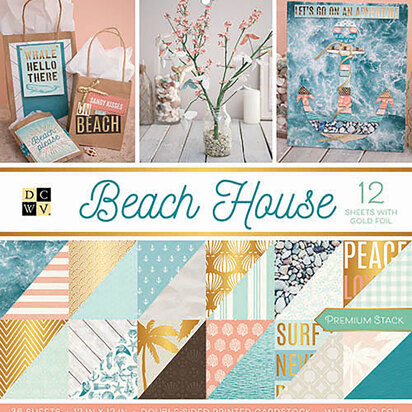American Crafts DCWV Double-Sided Cardstock Stack 12"X12" 36/Pkg - Beach House, 18 Designs/2 Each