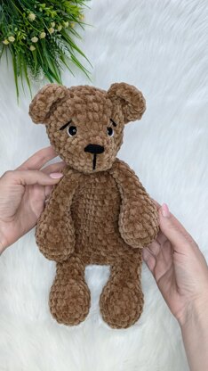 Crochet bear snuggler pattern, easy crochet baby lovey blanket pattern