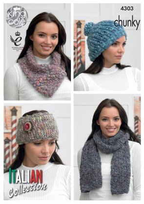 Hat, Scarves & Headband in King Cole Verona Chunky - 4303 - Leaflet