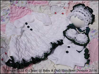 Leaf and Bud Matinee Set 16-22” doll (preemie-3m+ baby)